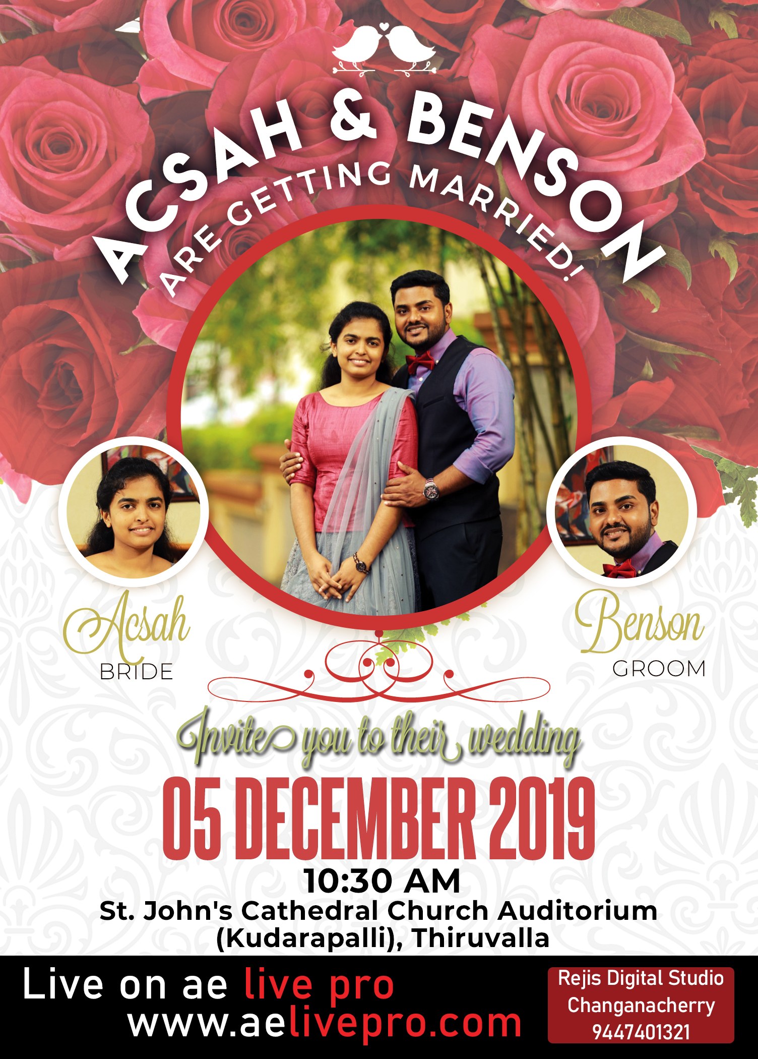 weddinglive acsah benson live thiruvalla