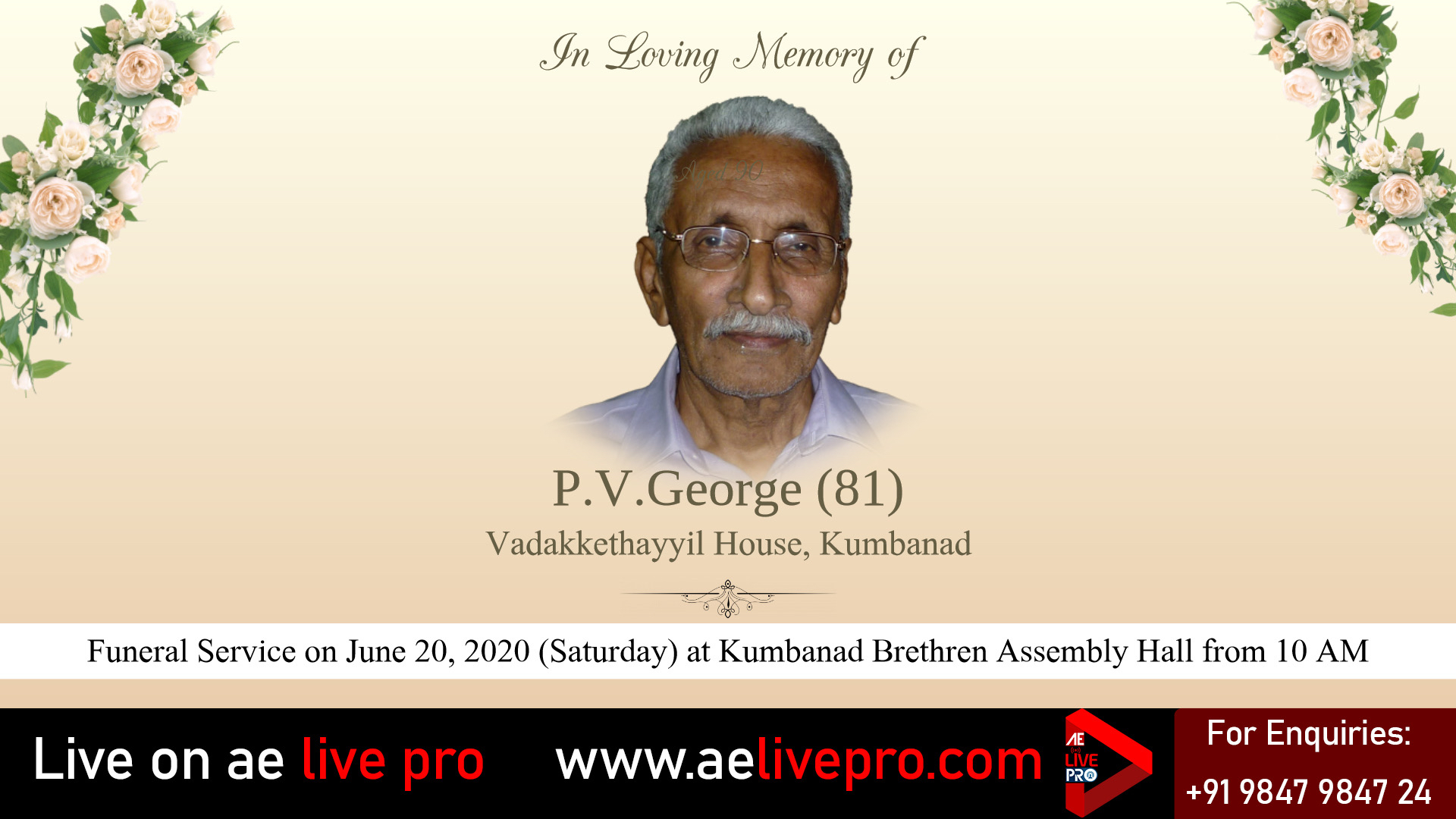 aelivepro funeral PVGeorgekumbanad