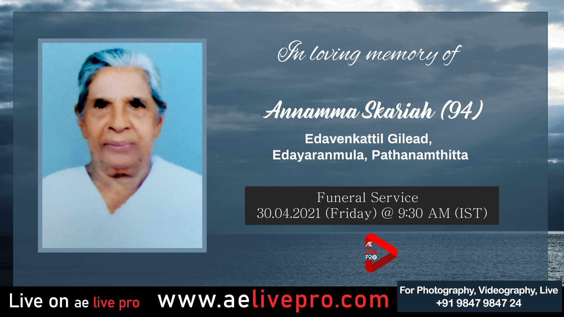 aelivepro annammas aranmulafunerallive