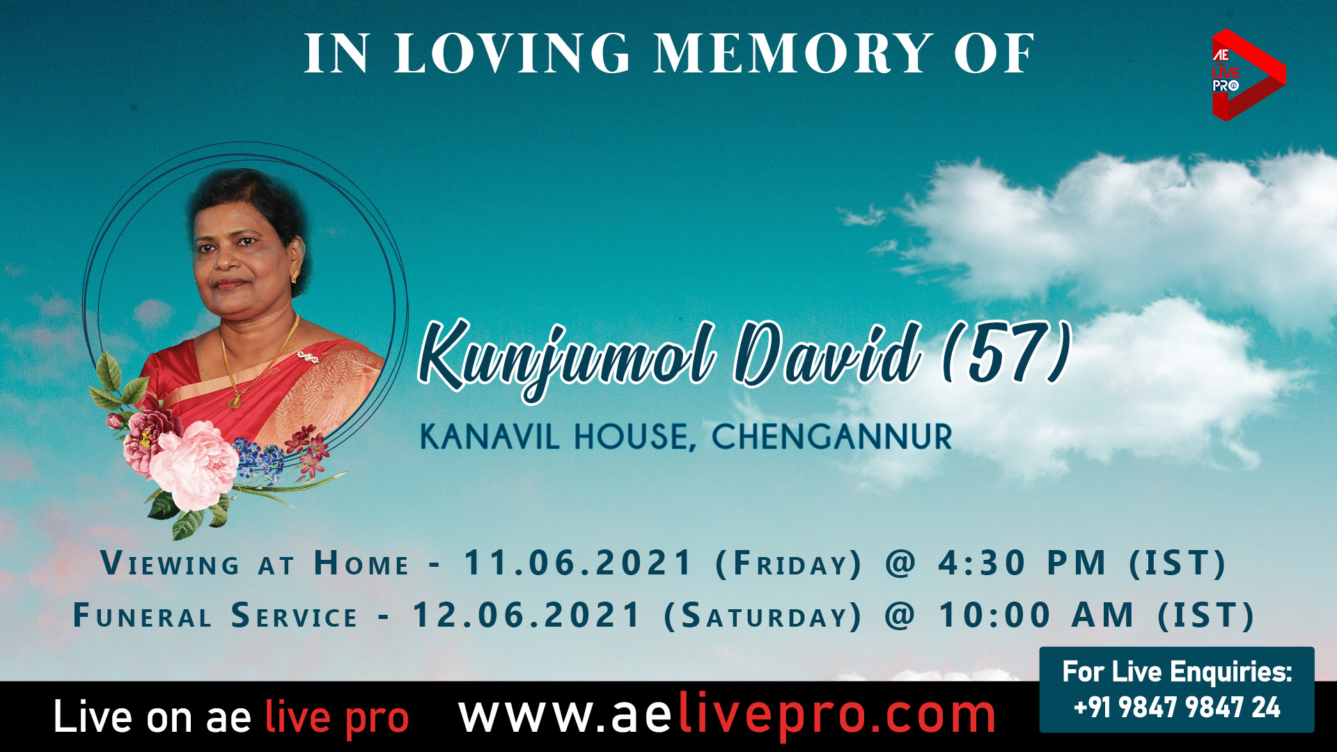 kunjumoldavid aelivepro funerallive web