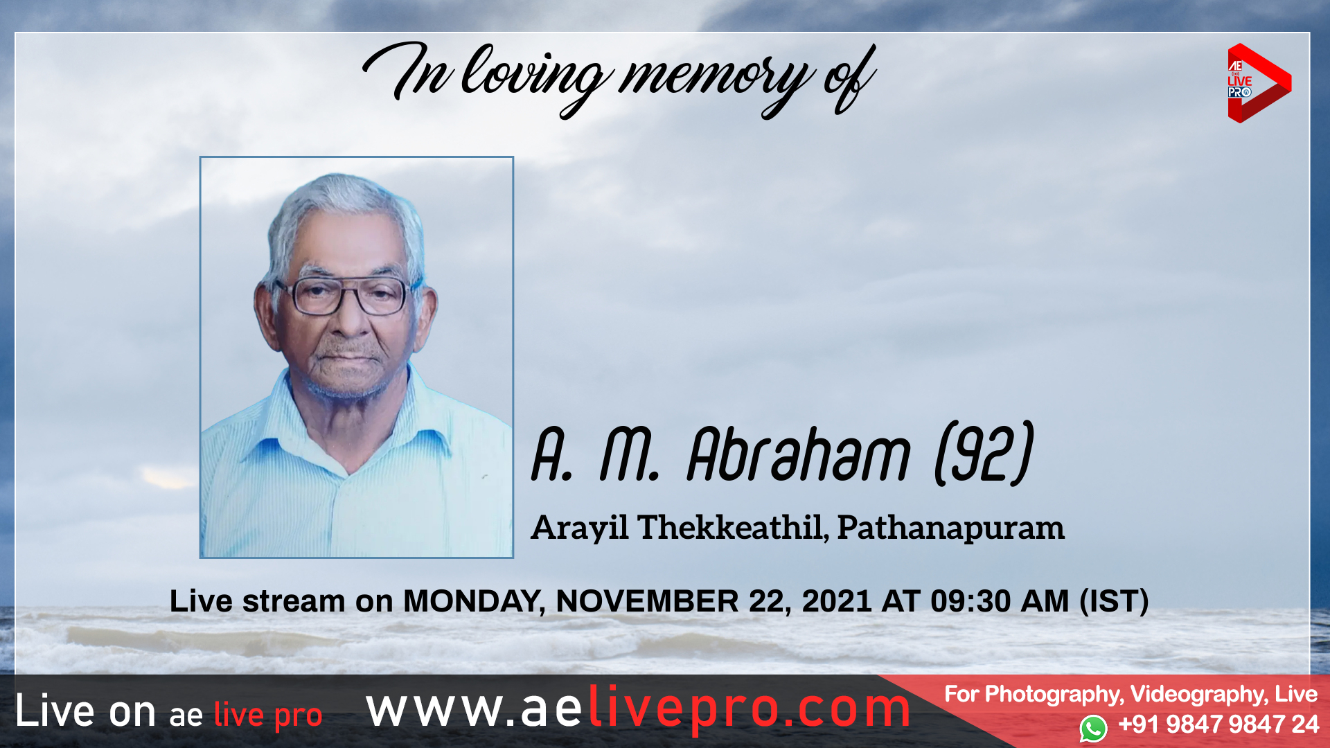 amabraham pathanapuram funerallive aelivepro