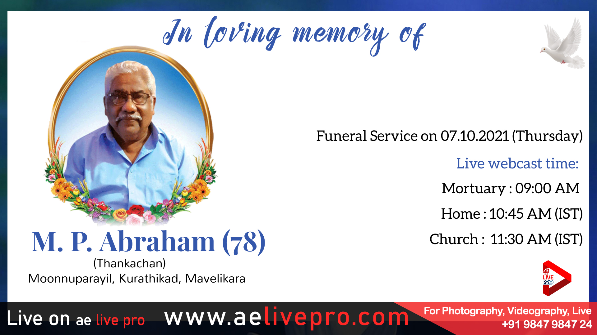 aeliveprolivekurathikadfuneralmpabraham