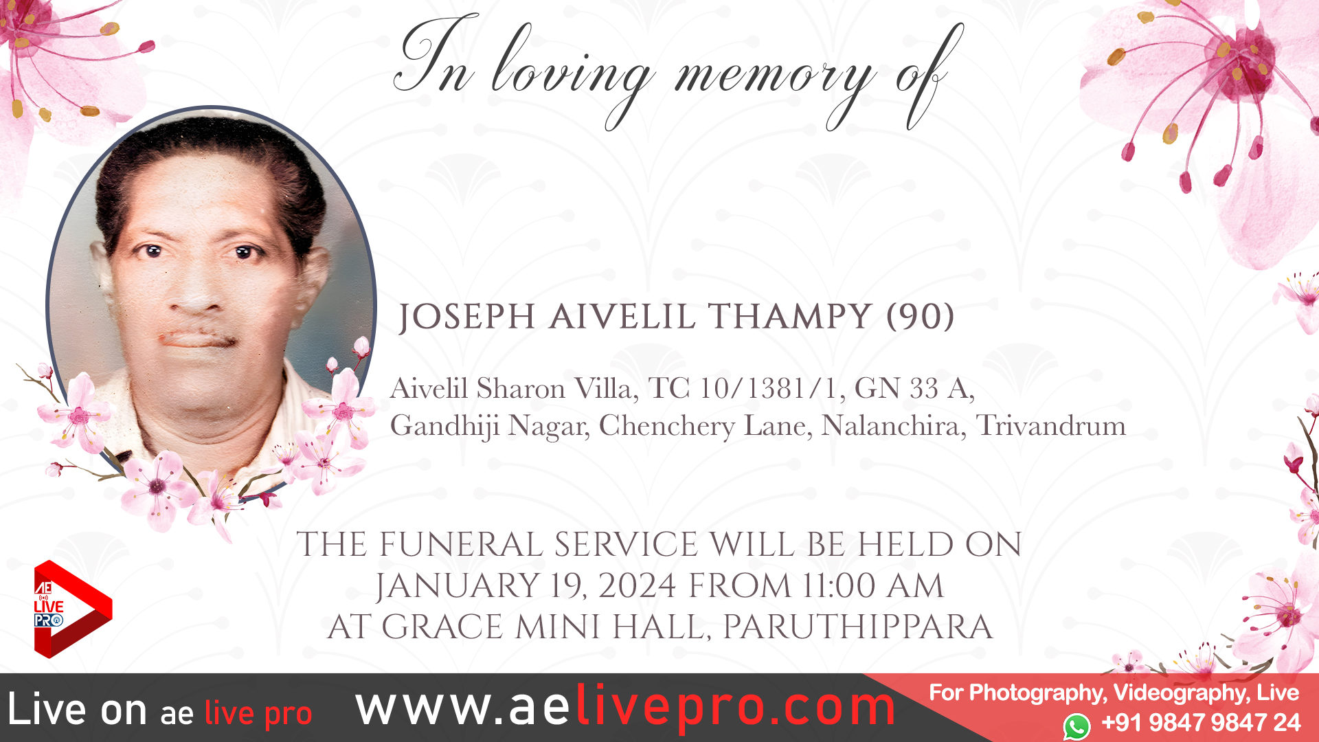 Joseph Aivelil Thampy tvm live 1